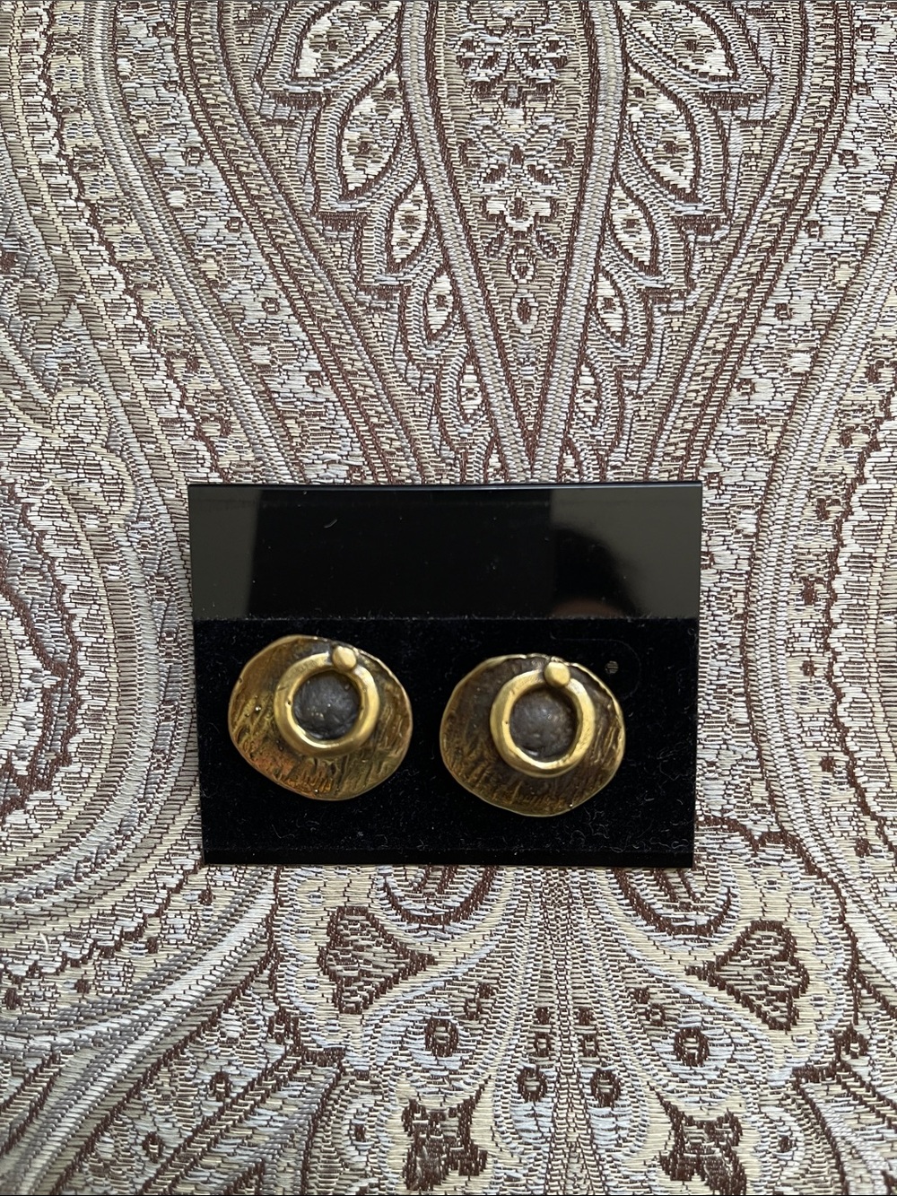 Bronze Round Statement Earrings with Dark Center